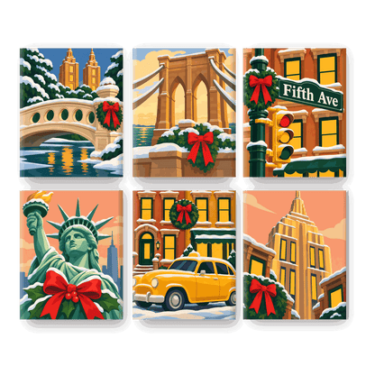 6 Mini Paintings - Central Park Bridge Set