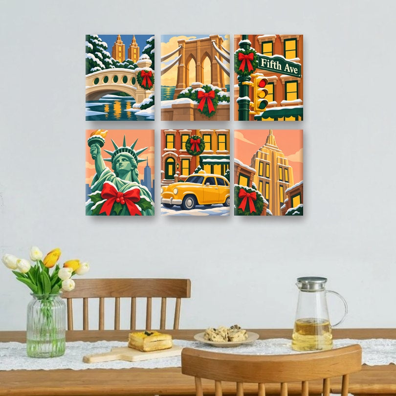 6 Mini Paintings - Central Park Bridge Set
