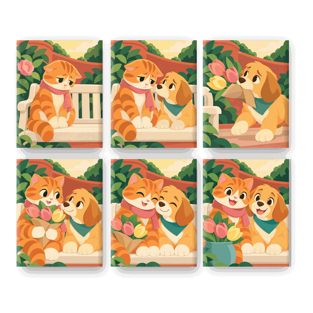 6 Mini Paintings - Cheer Up Dog and Cat Set