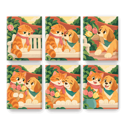 6 Mini Paintings - Cheer Up Dog and Cat Set