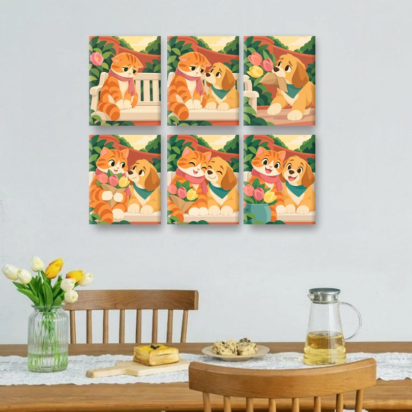 6 Mini Paintings - Cheer Up Dog and Cat Set