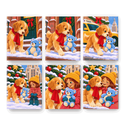 6 Mini Paintings - Christmas Puppy Set