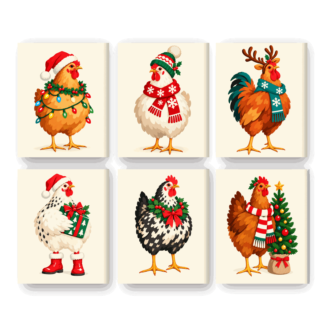 6 Mini Paintings - A Holly Jolly Flock Set