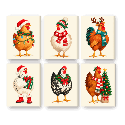6 Mini Paintings - A Holly Jolly Flock Set