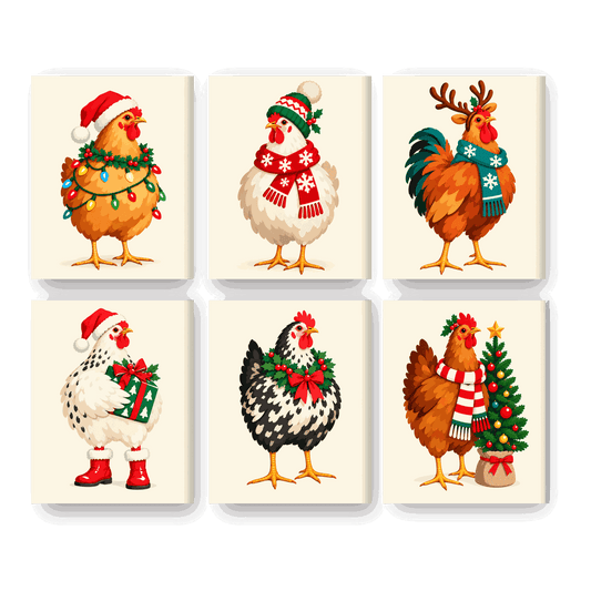 6 Mini Paintings - A Holly Jolly Flock Set