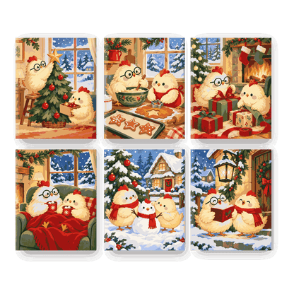 6 Mini Paintings - A Very Chickmas Set