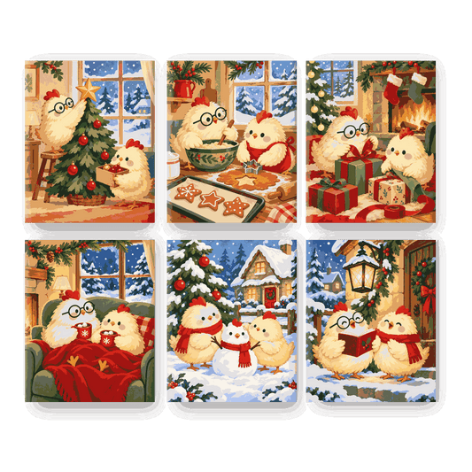 6 Mini Paintings - A Very Chickmas Set
