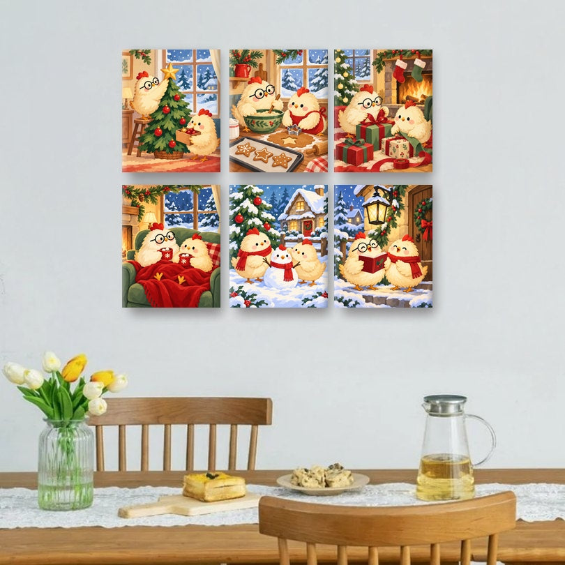 6 Mini Paintings - A Very Chickmas Set