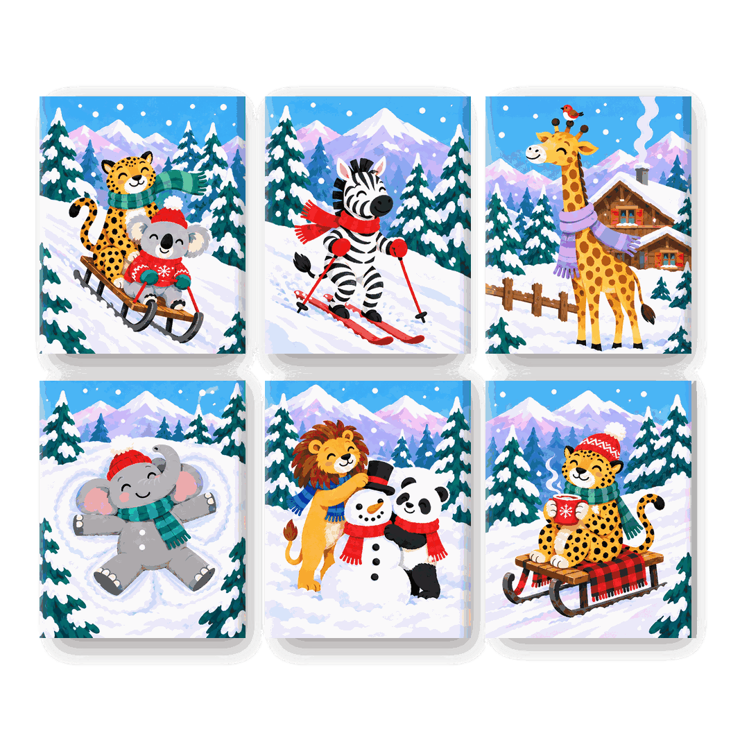 6 Mini Paintings - Alpine Safari Friends Set