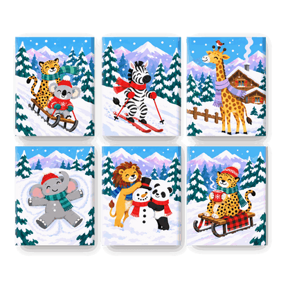 6 Mini Paintings - Alpine Safari Friends Set
