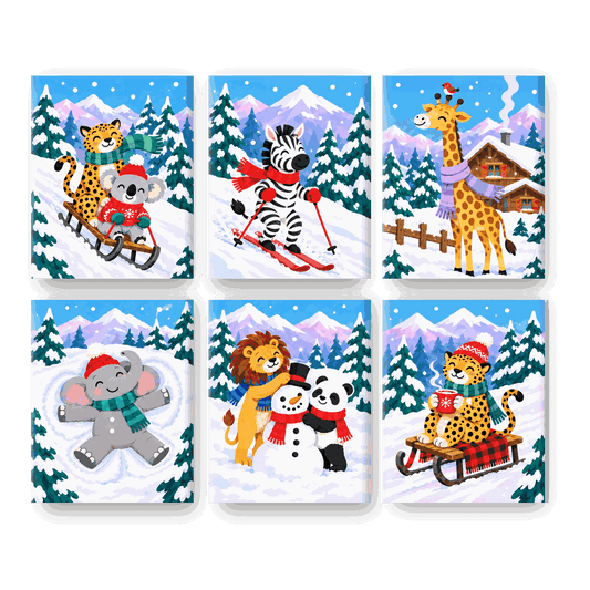 6 Mini Paintings - Alpine Safari Friends Set