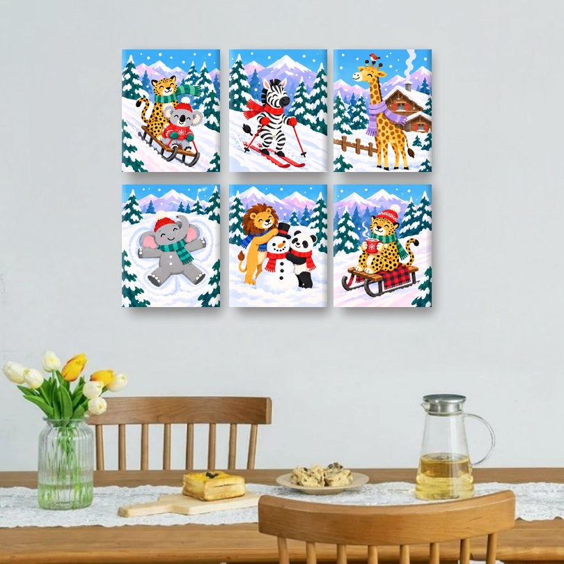 6 Mini Paintings - Alpine Safari Friends Set