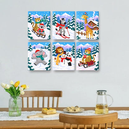 6 Mini Paintings - Alpine Safari Friends Set