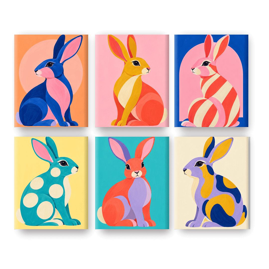 6 Mini Paintings - Bunny Pop Set
