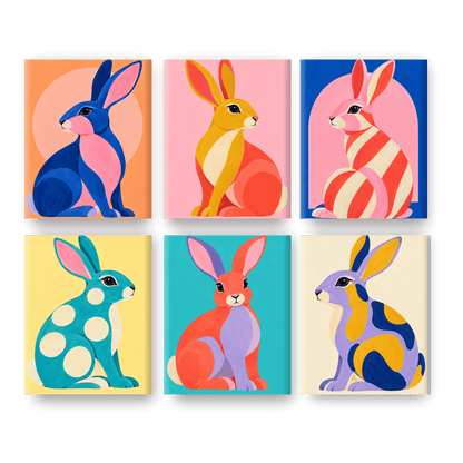 6 Mini Paintings - Bunny Pop Set