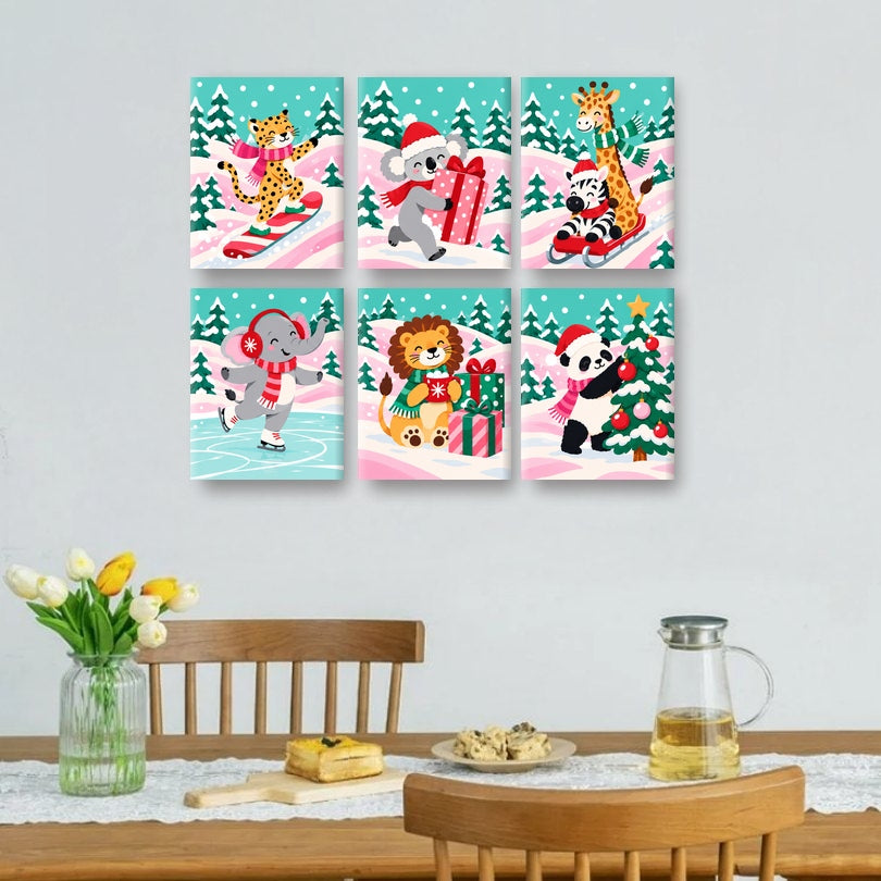 6 Mini Paintings - Christmas Candy Slopes Set