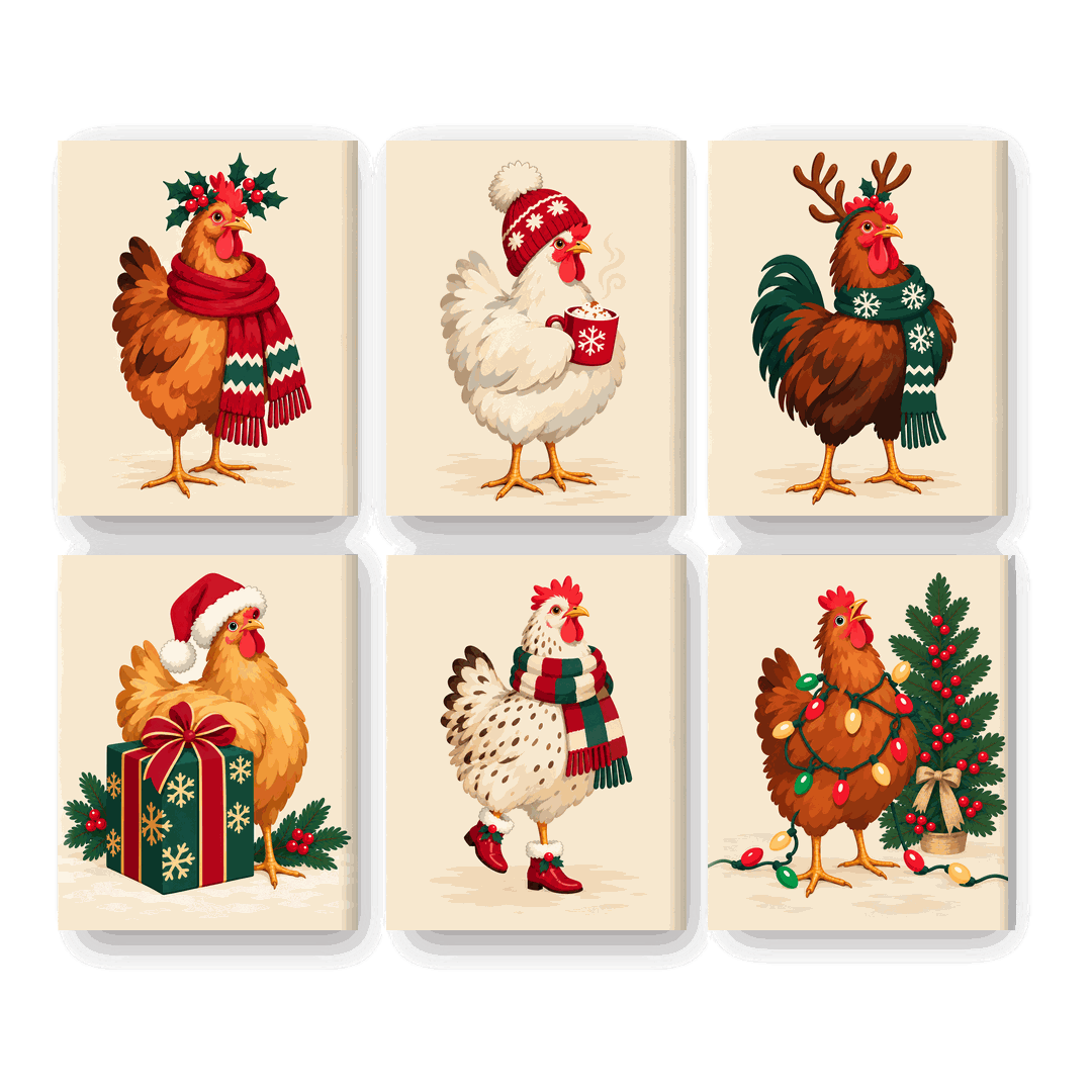 6 Mini Paintings - Christmas Coop Set