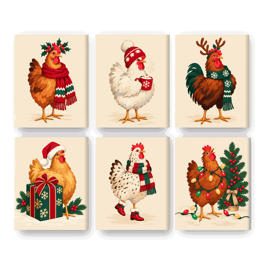 6 Mini Paintings - Christmas Coop Set