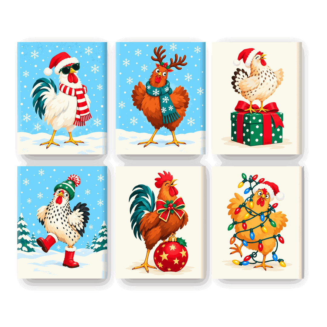 6 Mini Paintings - Cluckin_ Mischief Set