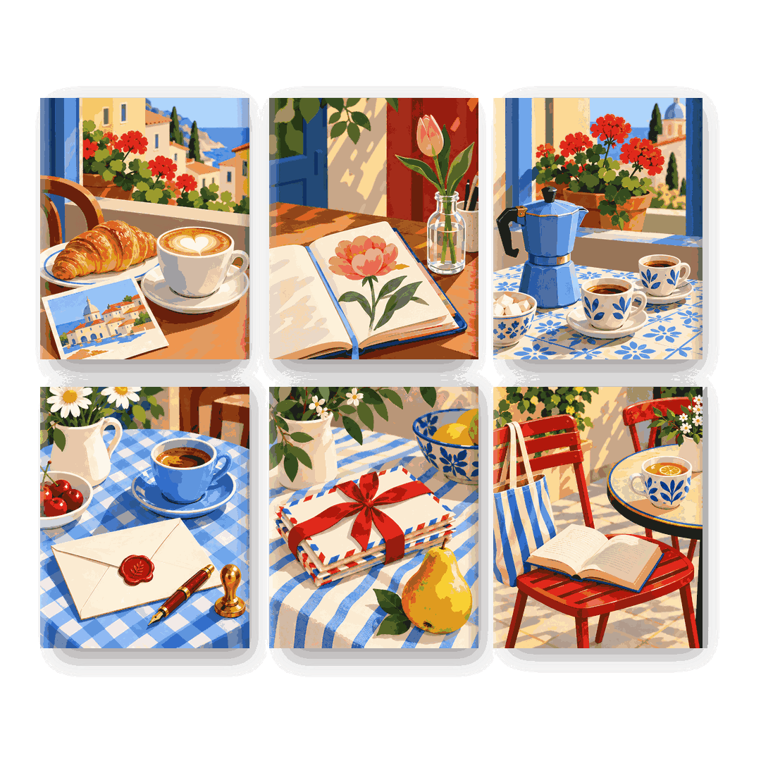 6 Mini Paintings - Espresso in Bloom Set
