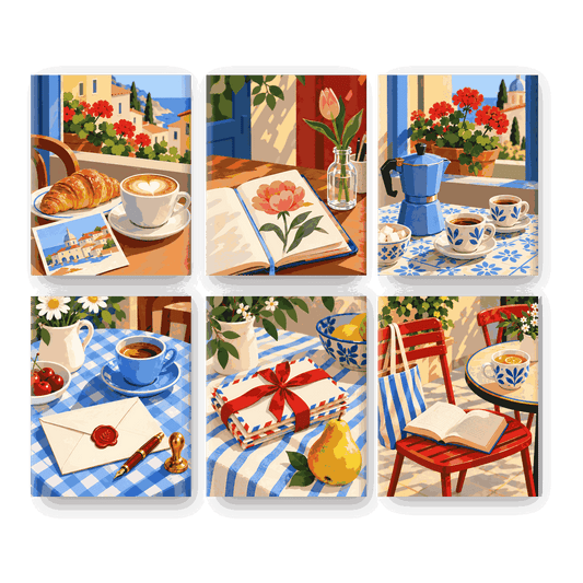 6 Mini Paintings - Espresso in Bloom Set
