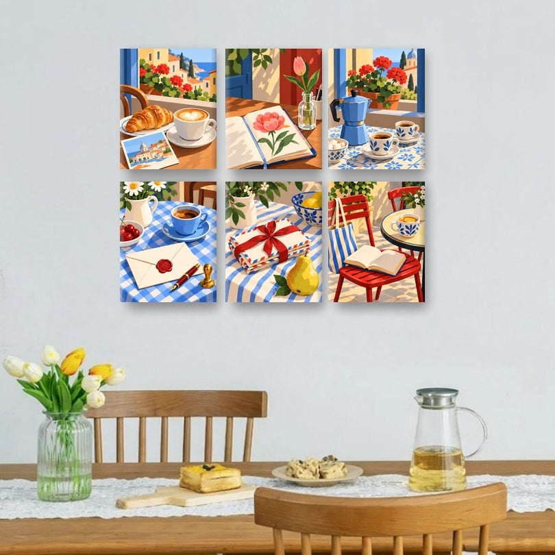 6 Mini Paintings - Espresso in Bloom Set