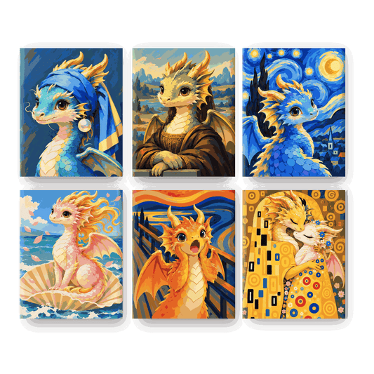 6 Mini Paintings - Masterpiece Little Dragons Set
