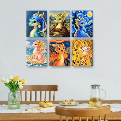 6 Mini Paintings - Masterpiece Little Dragons Set