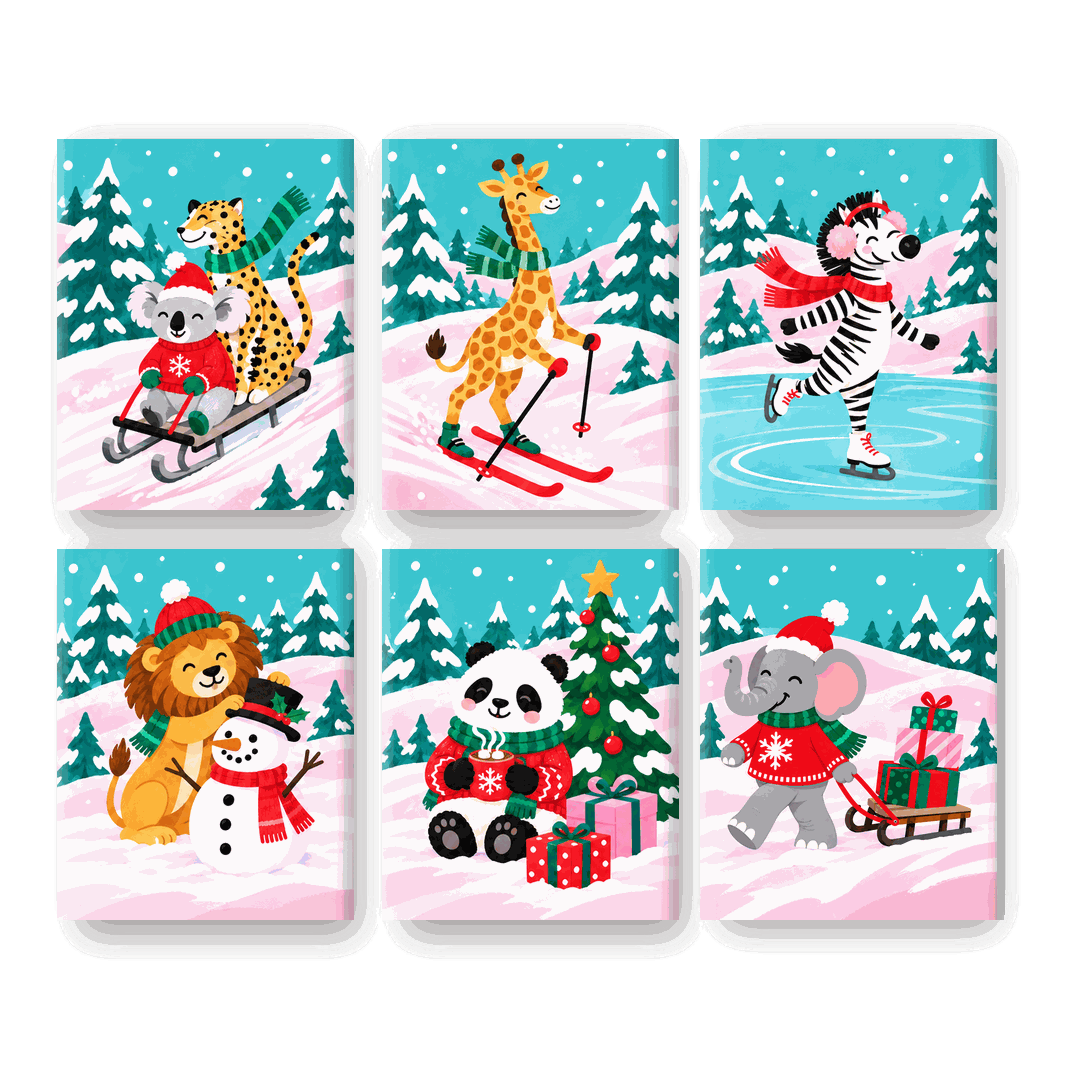 6 Mini Paintings - Pastel Snow Safari Set – Diy Art Club