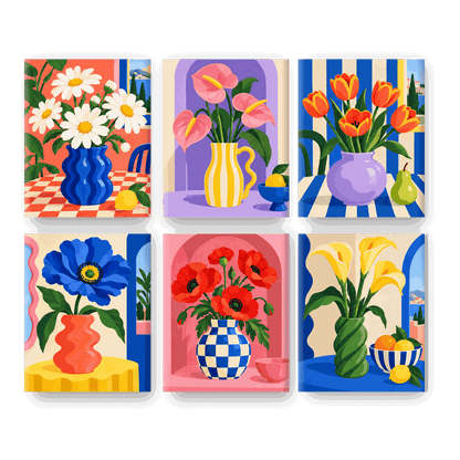 6 Mini Paintings - Playful Flower Studio Set