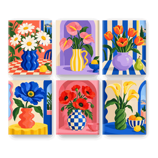 6 Mini Paintings - Playful Flower Studio Set