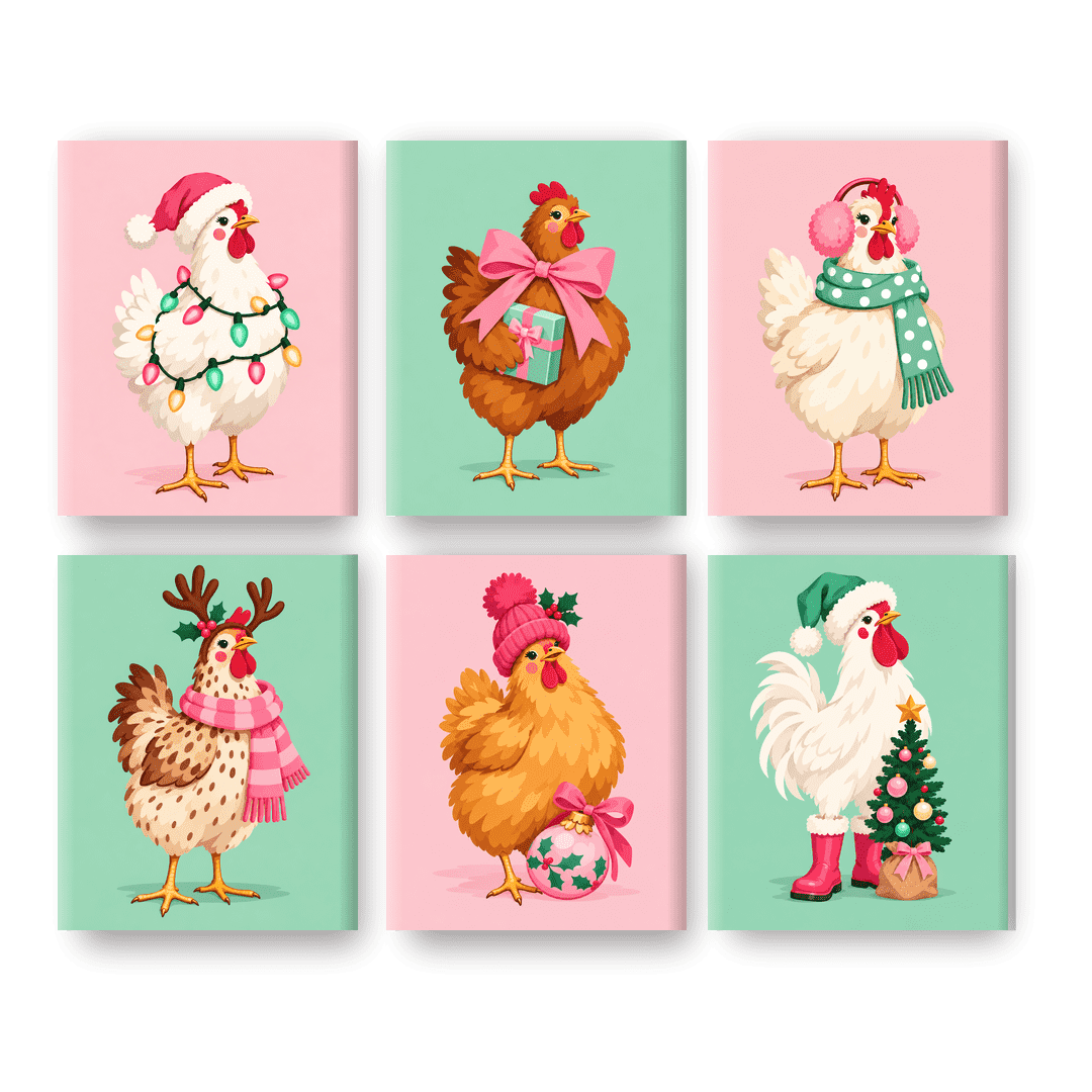 6 Mini Paintings - The Merry Henhouse Set