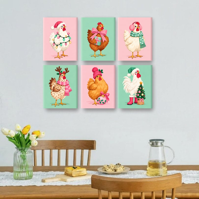 6 Mini Paintings - The Merry Henhouse Set
