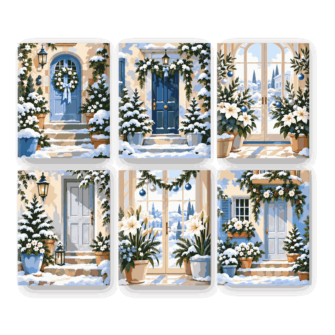 6 Mini Paintings - Winter Doorway Dreams Set