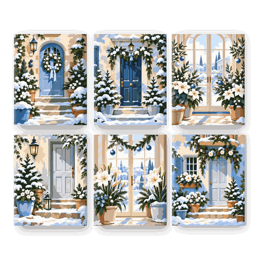 6 Mini Paintings - Winter Doorway Dreams Set