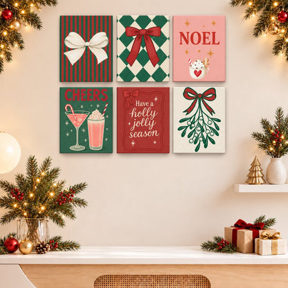12 mini-peintures | Lot Nœuds et rayures de Noël