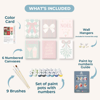 6 Mini Paintings - Merry Christmas Set