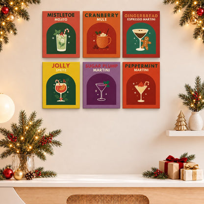 12 mini-peintures | Lot Cocktails de Noël