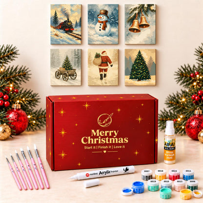 Christmas Paint by Numbers Gift Box – Vintage Christmas Bundle