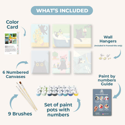 6 Mini Paintings - Crazy Cat Set