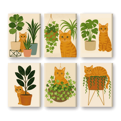 6 Mini Paintings - The Orange Cat Set-Paint by numbers