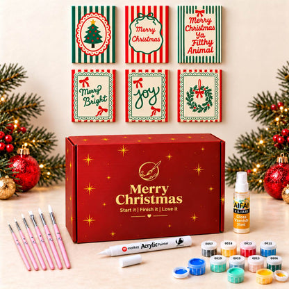 Christmas Paint by Numbers Gift Box – Christmas Stripes Bundle