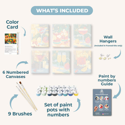 6 Mini Paintings - Festive Cocktails Set
