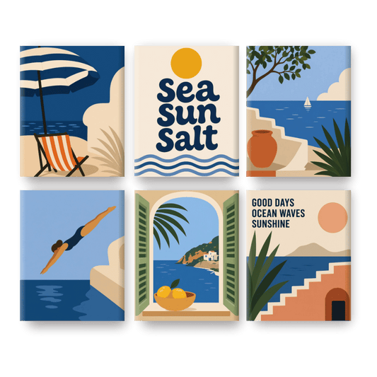 6 Mini Paintings - Sun Sea & Salt Set- Paint by Numbers