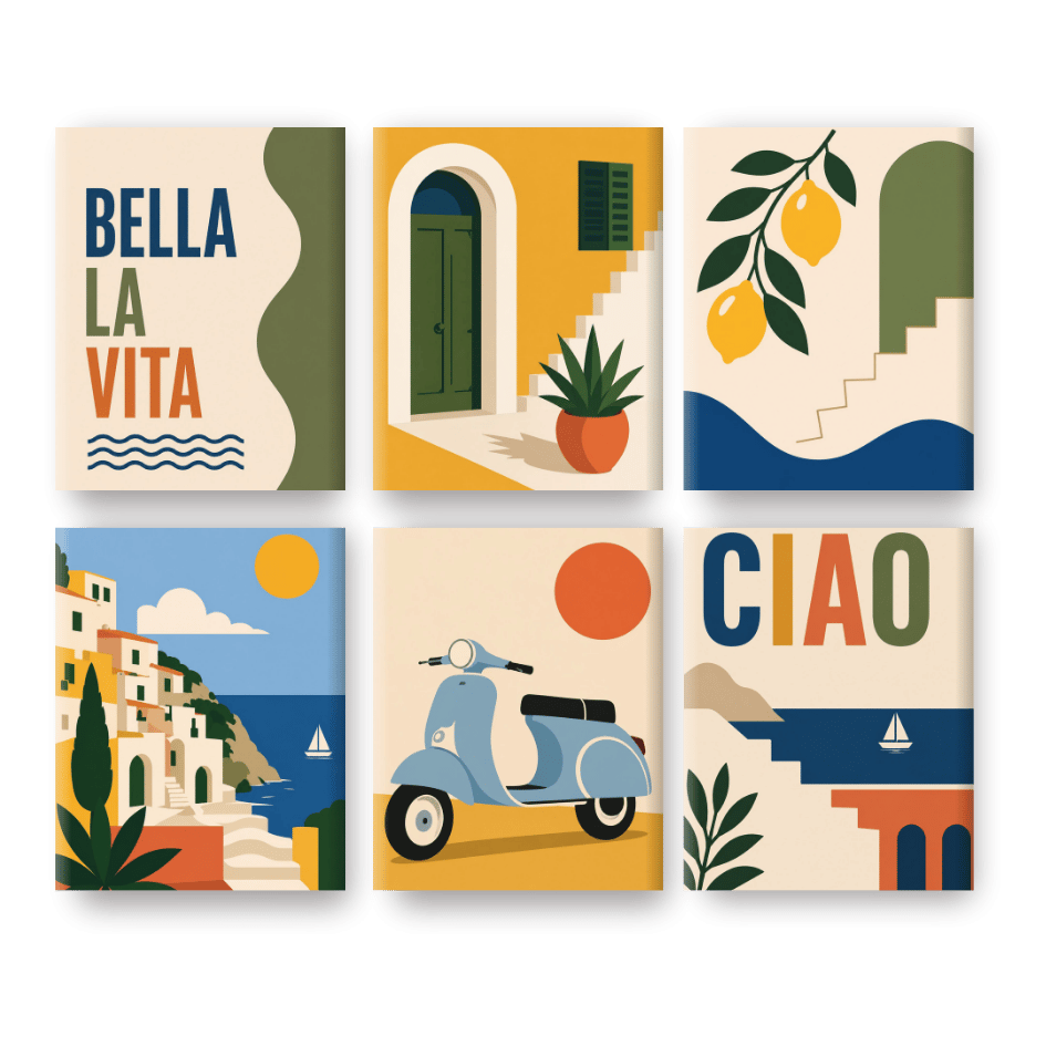 6 Mini Paintings - Bella La Vita Set- Paint by Numbers