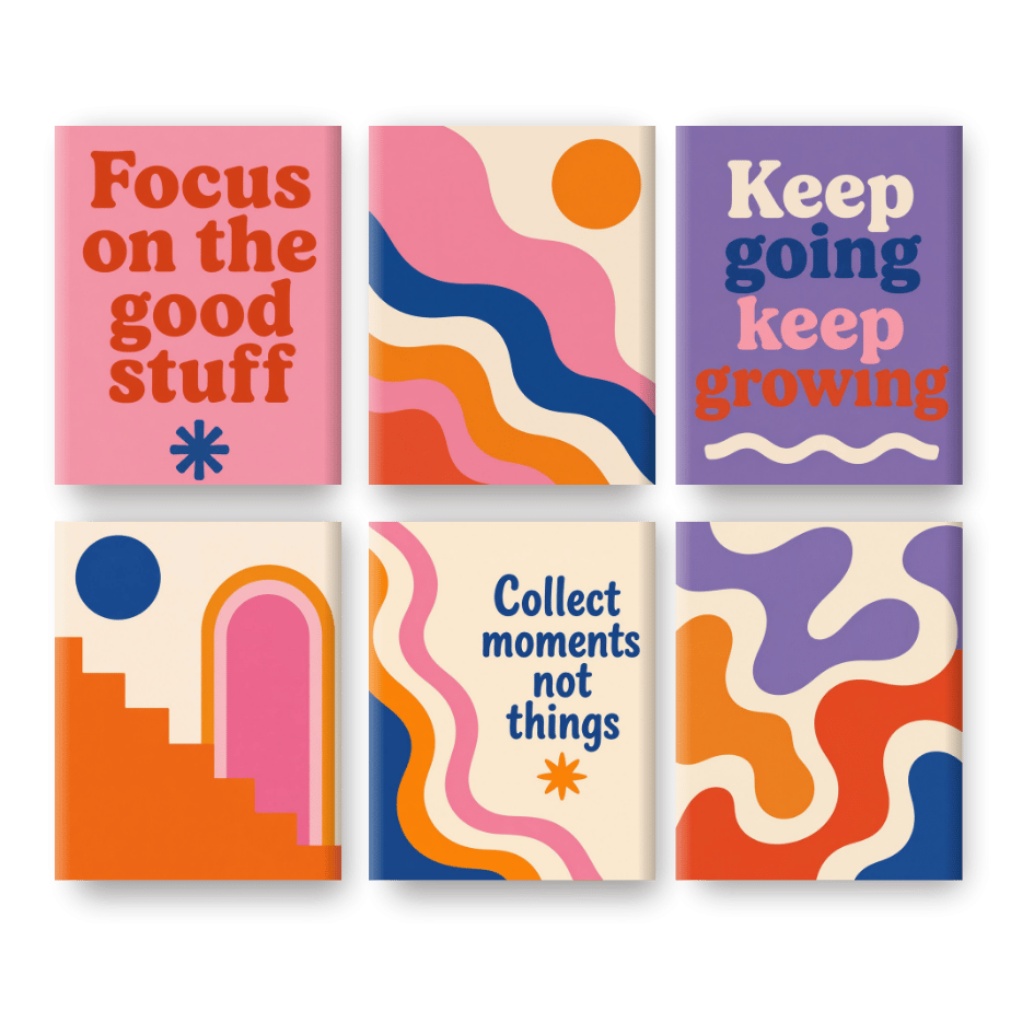 6 Mini Paintings - Groovy Good Vibes Set- Paint by Numbers