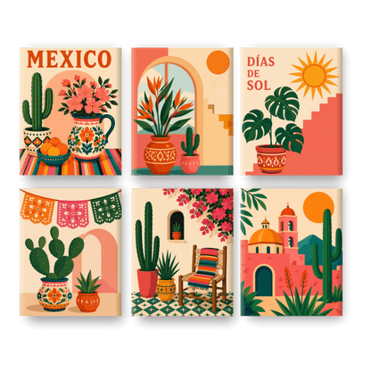 6 Mini Paintings - Días de Sol Set- Paint by Numbers