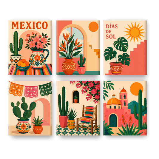 6 Mini Paintings - Días de Sol Set- Paint by Numbers