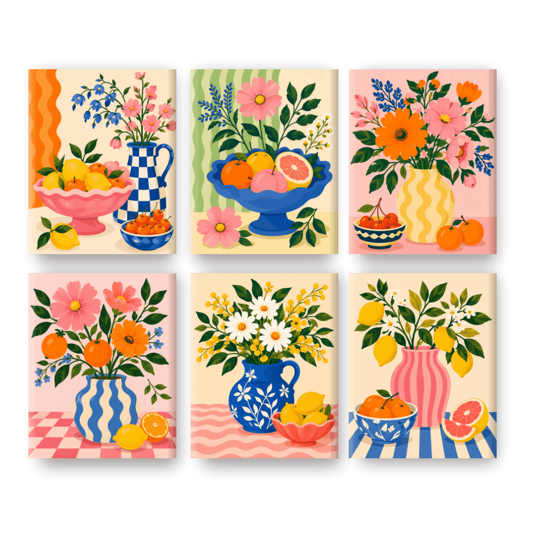 6 Mini Paintings - Citrus Blossom Set- Paint by Numbers