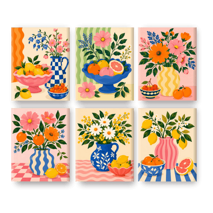 6 Mini Paintings - Citrus Blossom Set- Paint by Numbers